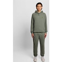 Green Lyle & Scott cotton marl joggers with elastic waistband, drawstring, and ribbed cuffs.