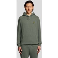 Green Lyle & Scott men's cotton marl raglan hoodie with kangaroo pocket and drawstring hood.