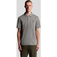 Mid grey marl cotton polo shirt with short sleeves, buttoned collar, and Lyle & Scott logo on chest.
