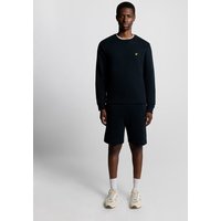 Dark navy cotton sweat shorts with elastic waistband and Lyle & Scott logo on left leg.