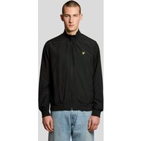 Black Lyle & Scott men's funnel neck shell jacket with zip closure and embroidered logo on chest.