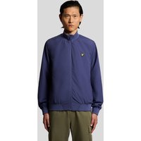 Blue Lyle & Scott men's funnel neck shell jacket with zip closure and embroidered logo on chest.