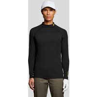 Black Lyle & Scott men's golf baselayer, long sleeves, crew neck, subtle logo on chest, worn by model with white cap.