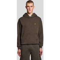 Black Lyle & Scott men's hoodie with heavy wash cotton, kangaroo pocket, and small embroidered logo on chest.