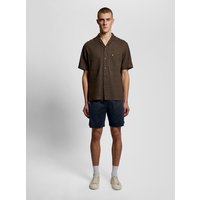 Navy Lyle & Scott men's interlock sweat shorts with elastic waistband and subtle logo on left leg.