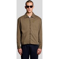 Green Lyle & Scott men's overshirt with button front, pointed collar, chest pocket, and embroidered logo on left chest.
