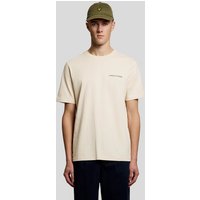 Beige Lyle & Scott men's linen blend raglan T-shirt with short sleeves and small embroidered logo on chest.
