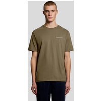 Green Lyle & Scott men's linen blend raglan T-shirt with short sleeves and crew neck.