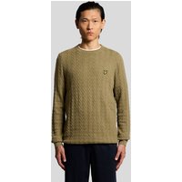 Green Lyle & Scott men's linen blend ribbed crew neck jumper with subtle logo on chest.