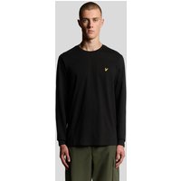 Black Lyle & Scott men's long sleeve cotton T-shirt with crew neck and yellow eagle logo on chest.