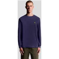 Navy long sleeve cotton T-shirt by Lyle & Scott with crew neck and embroidered logo on chest.
