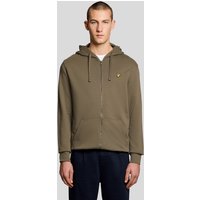 Green Lyle & Scott men's full zip hoodie with loopback cotton, drawstring hood, and embroidered logo on chest.