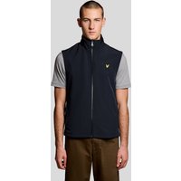 Navy Lyle & Scott men's softshell gilet with mesh back, zip closure, and embroidered logo on chest.