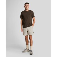 Lyle & Scott Men's Plain Swim Shorts in Cove, light beige color, elastic waistband, small logo on left leg.