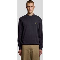 Navy Lyle & Scott men's relaxed fit mock neck jumper with embroidered logo on chest.