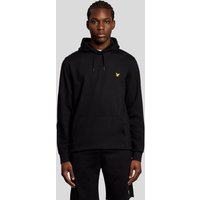 Black Lyle & Scott men's hoodie with drawstrings, featuring a yellow eagle logo on the chest.