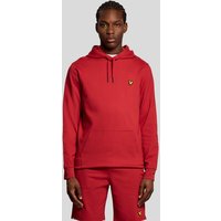 Red Lyle & Scott men's lightweight hoodie with kangaroo pocket and embroidered logo on chest.