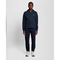 Navy Lyle & Scott men's sports joggers, lightweight fabric, elastic waistband, tapered fit, subtle logo on thigh.