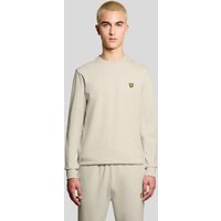 Beige Lyle & Scott men's lightweight sweatshirt with long sleeves and embroidered logo on chest.
