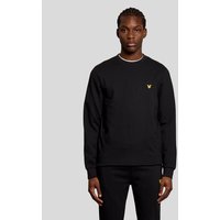 Black Lyle & Scott men's lightweight sweatshirt with long sleeves and yellow eagle logo on chest.