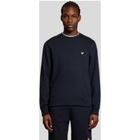 Navy Lyle & Scott men's lightweight sweatshirt with long sleeves and yellow logo on chest.