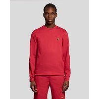 Red Lyle & Scott men's lightweight sweatshirt with crew neck and embroidered logo on chest.