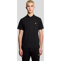 Black Lyle & Scott men's sports polo shirt with short sleeves and yellow eagle logo on chest.