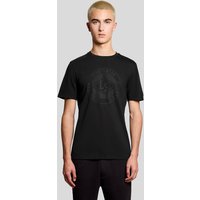 Black Lyle & Scott Men's T-shirt with subtle graphic logo on chest, short sleeves, and crew neckline.