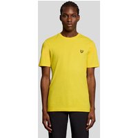 Yellow Lyle & Scott men's sports T-shirt with crew neck and embroidered logo on chest.
