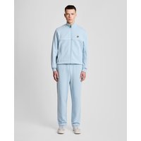 Blue Lyle & Scott men's straight leg track pants with white piping and elastic waistband.