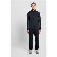 Navy straight leg track pants with white piping, elastic waistband, and Lyle & Scott logo on left hip.