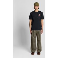 Green pleated trousers by Lyle & Scott, featuring a washed look, wide legs, and a relaxed fit.