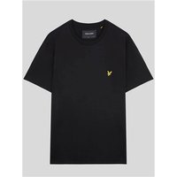 Black Lyle & Scott plain T-shirt, XL, featuring a small yellow embroidered logo on the chest.