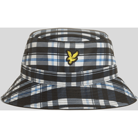 Multicolour tartan check bucket hat by Lyle & Scott, featuring a yellow eagle logo on the front.