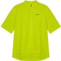Bright yellow Madison Freewheel short sleeve cycling jersey with a quarter zip and small logo on the chest.