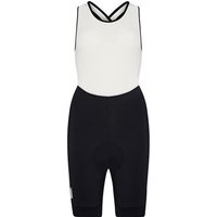 Black and white Madison Sportive women's bib shorts with cross-back straps and padded cycling seat.