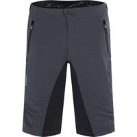 Dark gray Madison Zenith mens shorts with black side panels, zippered pockets, and button closure.