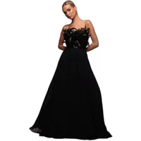 Black off-shoulder maxi evening dress with feather detailing by Goddiva.
