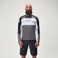 Black and gray long-sleeve men's tee with white Endura logo on chest and black accents on shoulders and sleeves.