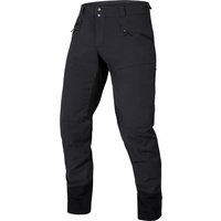 Black Endura Men's SingleTrack Trousers II with reinforced knees, zippered pockets, and adjustable waistband.