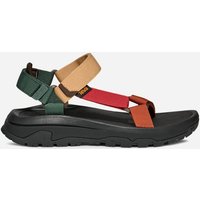 Men's TEVA Hurricane XLT3 Sandals, brown multi straps, black sole, adjustable ankle and toe straps, size 8.