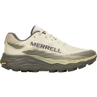 Merrell Agility Peak 6 shoe, burlap color, UK 9, with rugged sole, breathable mesh, and Merrell logo on the side.