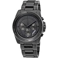 Black Michael Kors MK8482 Brecken chronograph men's watch with stainless steel band and three subdials.