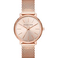 Rose gold Michael Kors Pyper MK4340 ladies quartz watch with mesh strap and minimalist dial.
