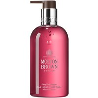 Molton Brown Fiery Pink Pepper Hand Wash, 300 ml, pink bottle with pump dispenser and silver logo.