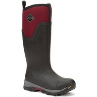 Muck Boot Arctic Ice tall women's wellingtons, UK 4, wine color with black sole and red upper trim.