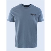 Napapijri Vignoni short sleeve T-shirt in stormy weather blue, size L, with logo on chest.