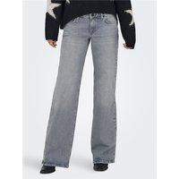 Wide leg jeans in medium grey denim with a high waist and classic five-pocket design.