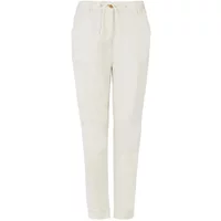 Cream-colored women's trousers by Protest Leaf with drawstring waist and tapered legs.