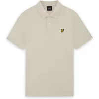 Beige Lyle & Scott polo shirt with short sleeves, buttoned collar, and small yellow eagle logo on the chest.